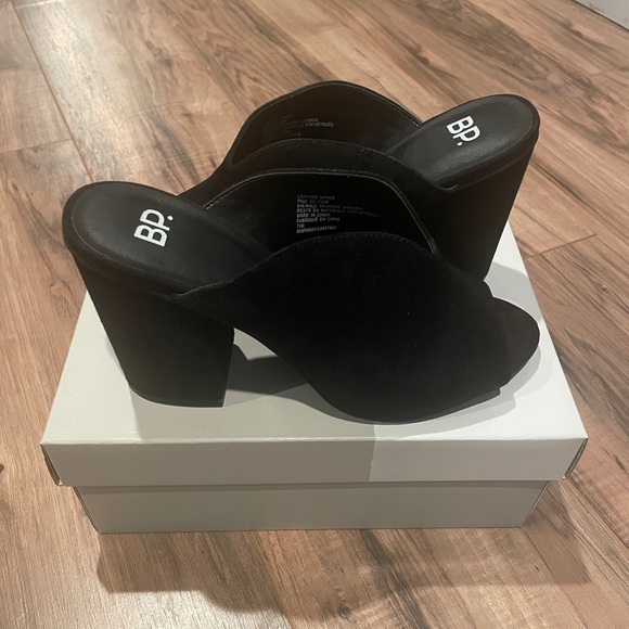 bp Shoes - BP Open Toe Mule Black Heels Size 7.5